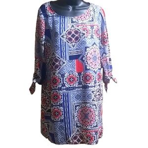 Bebop NWT 3/4 Sleeve Size S Dress Red Blue White Essentiall summer tunic top